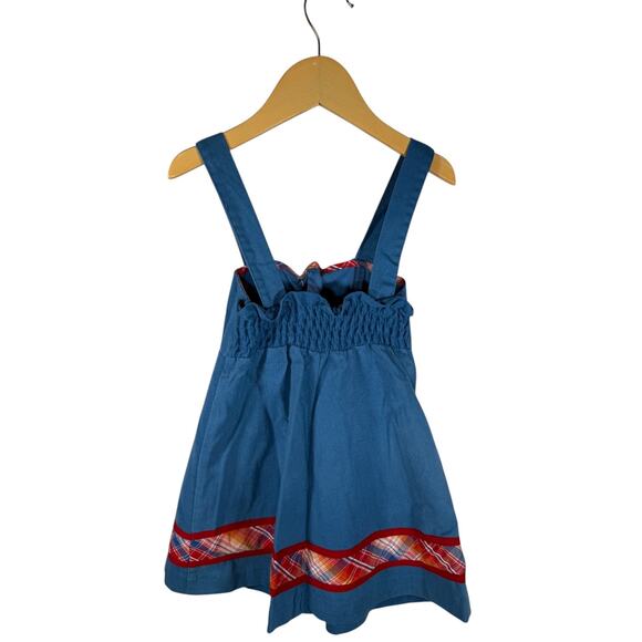 JCPenney VTG Girl's 6 Cotton Blend No Iron Corduroy Jumper Dress Plaid Trim READ - Picture 2 of 10